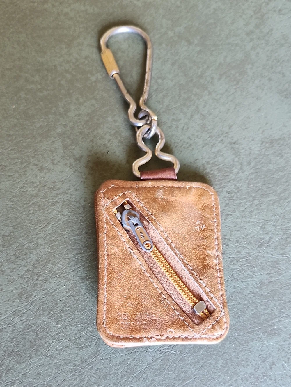 Vintagr Cowhide Keychain With S And Zipper For Maybe An Aldi Quarter